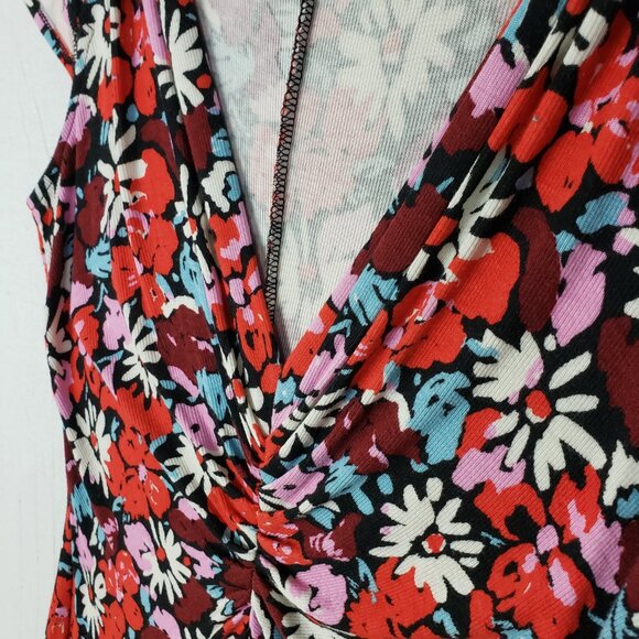 Free People Key to Your Heart Floral Mini Dress Ribbed Stretchy Bohemian size L - Picture 13 of 13